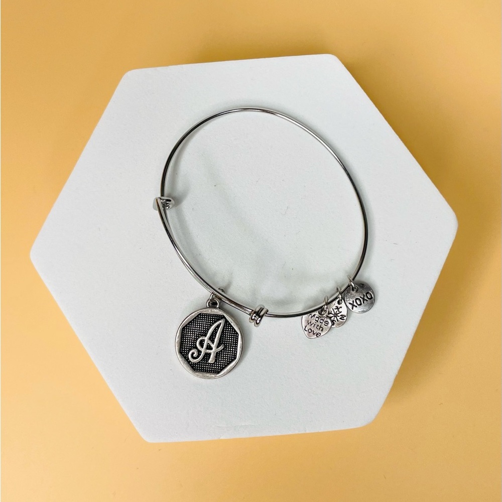 Initial A bracelet with 3 little charms